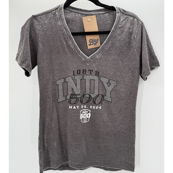 Blue84 Other - Indy 500 108th T Shirt Grey Womens V Neck Grey Charcoal Size Small New Blue84